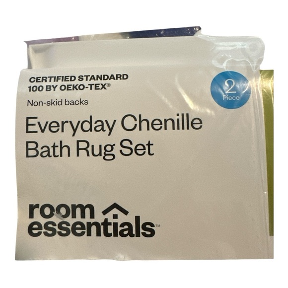 Room Essentials Everyday Chenille Bath Rug Set 2pc 17”x24” Non-Skid - Picture 3 of 8